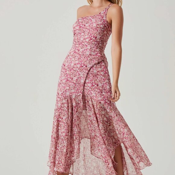 ASTR The Label MALVINA One Shoulder Floral Midi Dress - Picture 1 of 7